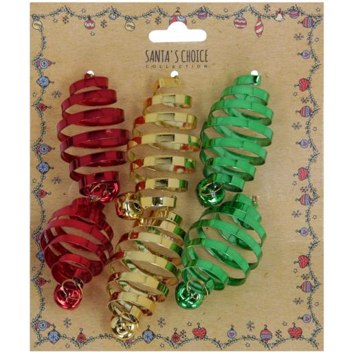 Santa’s Choice Christmas Spiral Ornament Tree Decoration 6 Piece