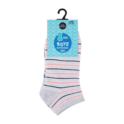 Bare Basics Large Boys Cotton Rich Socks 2 Pack