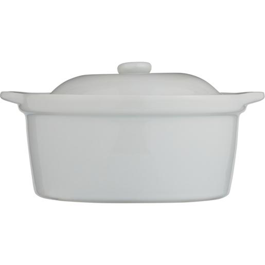 Round White Casserole Dish with Lid 19cm