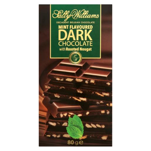 Sally Williams Mint Flavoured Dark Chocolate Slab With Roasted Nougat 80g