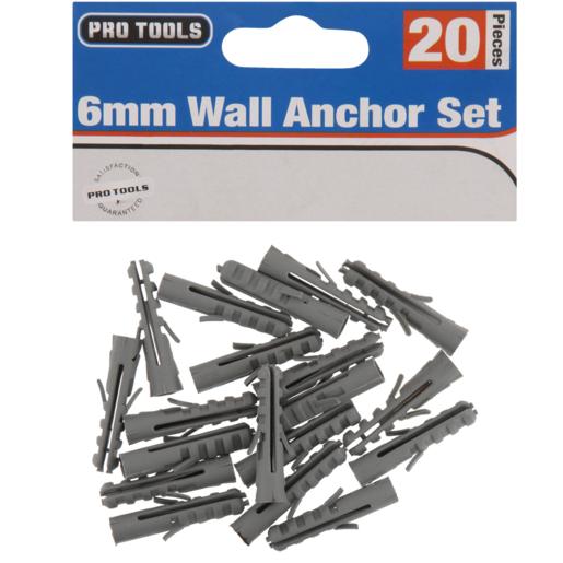 Pro Tools Wall Anchors 6mm 20 Pack