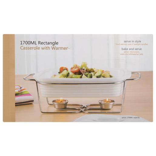 Rectangle Casserole Dish With Warmer 1700ml