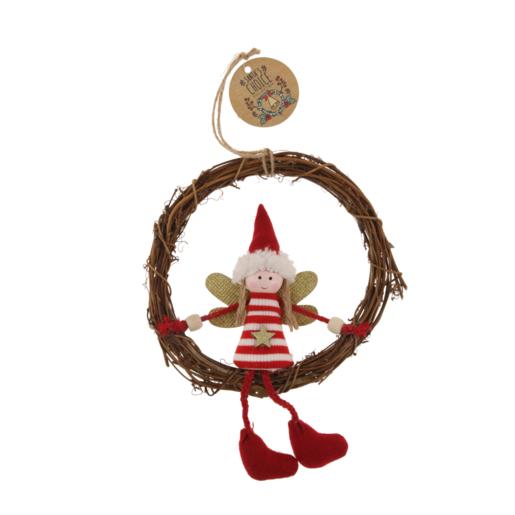 Santa’s Choice Xmas Fairy Wooden Wreath 19cm (Assorted Item – Supplied At Random)