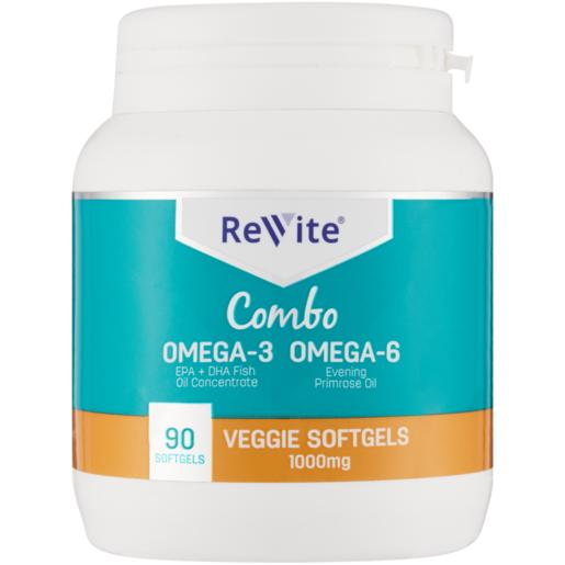 Revite Omega 3 & 6 Veggie Softgel Capsules 1000mg 90 Pack