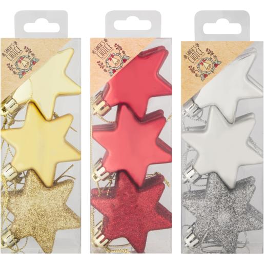Santa’s Choice Collection Star Tree Decorations 9 Pack (Assorted Item – Supplied at Random)