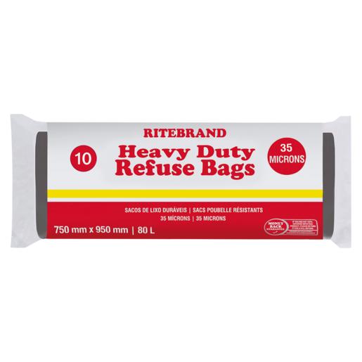 Ritebrand 10 Pack Heavy Duty Refuse Bags 750mm x 950mm