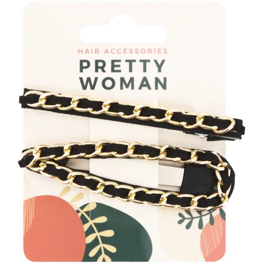 Pretty Woman Hair Accessories Black & Gold Chain Hair Clips 2 Piece