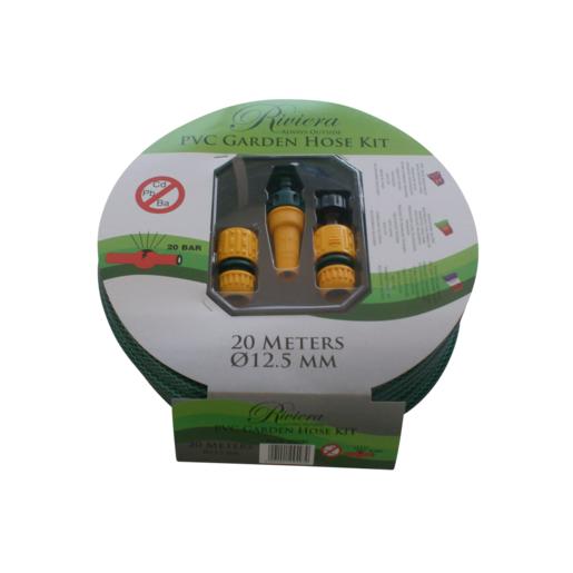 Riviera Green Garden Hose & Fittings Set 4 Piece
