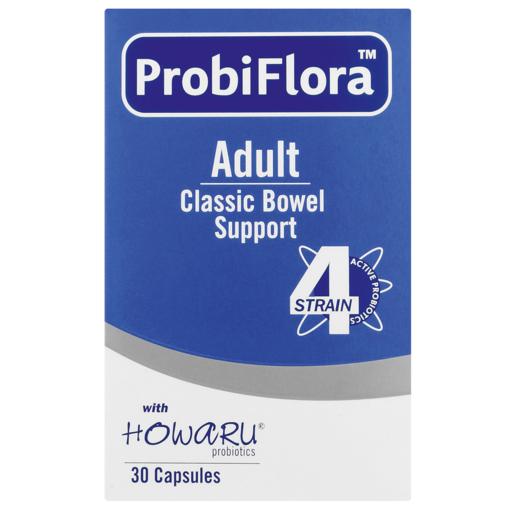 Probiflora 4 Strain Adult Classic Bowel Support With Howaru Probiotic Capsules 30 Pack