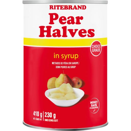 Ritebrand Pear Halves In Syrup Can 410g