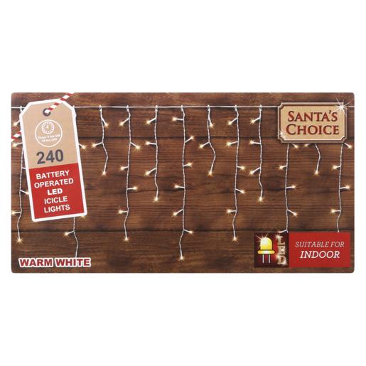 Santa’s Choice Battery Operated LED Icicle Lights 240 Pack