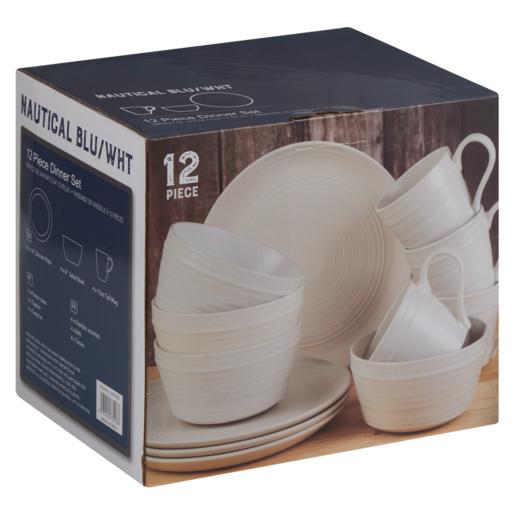 Nautical Blue/White Dinner Set 12 Piece