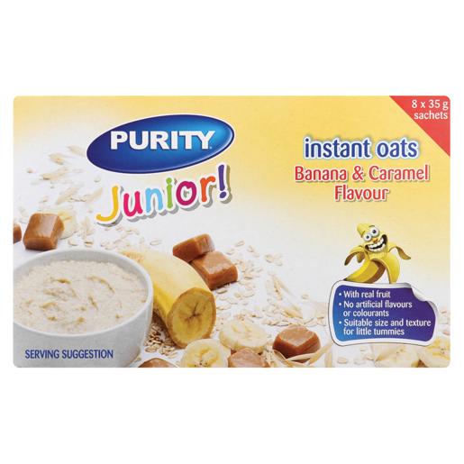 Purity Junior Banana & Caramel Flavoured Instant Oats Sachets 8 x 35g