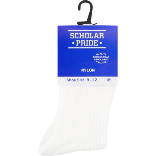 Scholar Pride White Girls Short School Socks Size 9-12