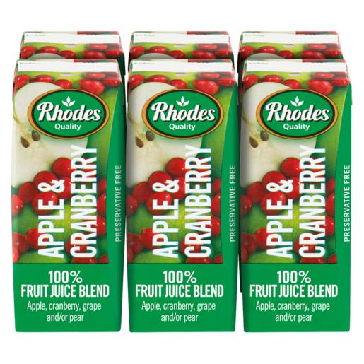 Rhodes 100% Apple & Cranberry Fruit Juice Blend 6 x 200ml