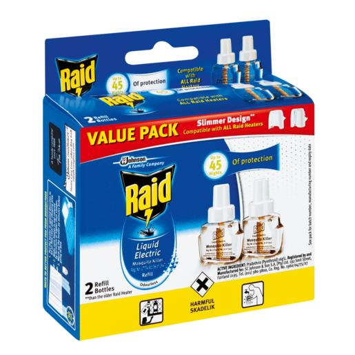 Raid Odourless Liquid Electric Mosquito Killer Refill Bottles 2 x 33ml
