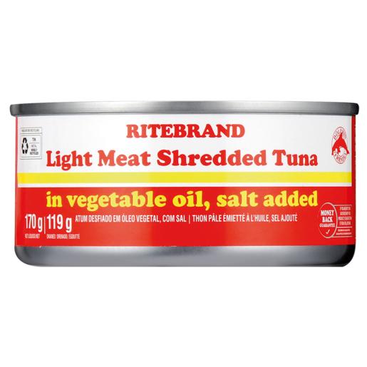 Ritebrand Light Meat Shredded Tuna In Vegetable Oil Can 170g