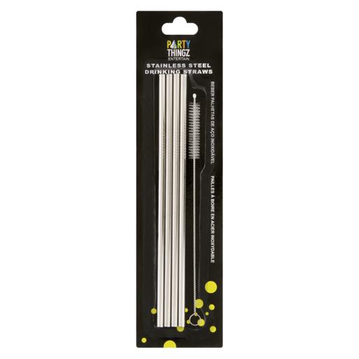 Party Thingz Stainless Steel Drinking Straw 4 Pack