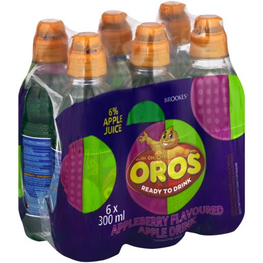 Brookes Oros Ready To Drink Appleberry Flavoured Drink Bottles 6 x 300ml