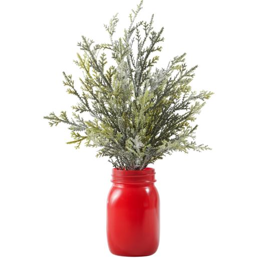 Red Glitter Frosted Table Pot Plant
