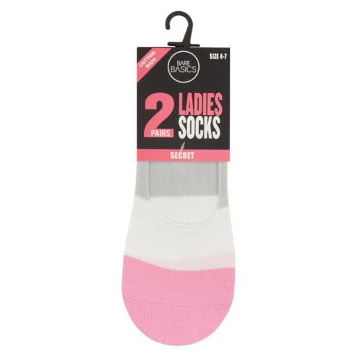 Bare Basics Ladies Size 4-7 Secret Socks 2 Pack (Assorted Item – Supplied At Random)