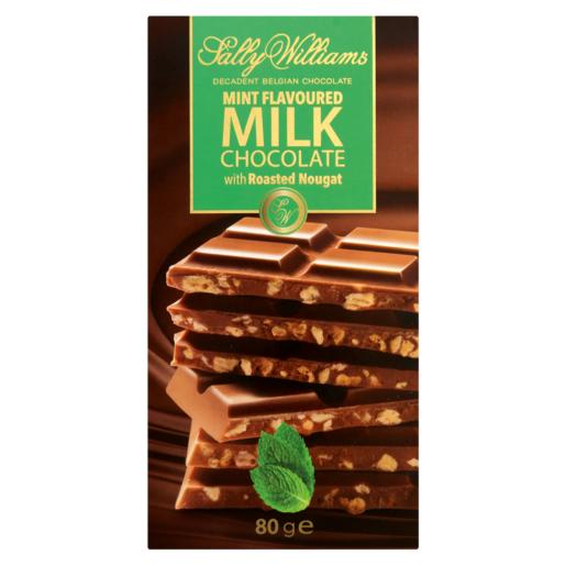 Sally Williams Mint Flavoured Milk Chocolate Slab With Roasted Nougat 80g