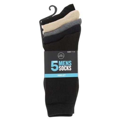 Bare Basic Mens Anklets Socks 5 Pack (Assorted Item – Supplied At Random)