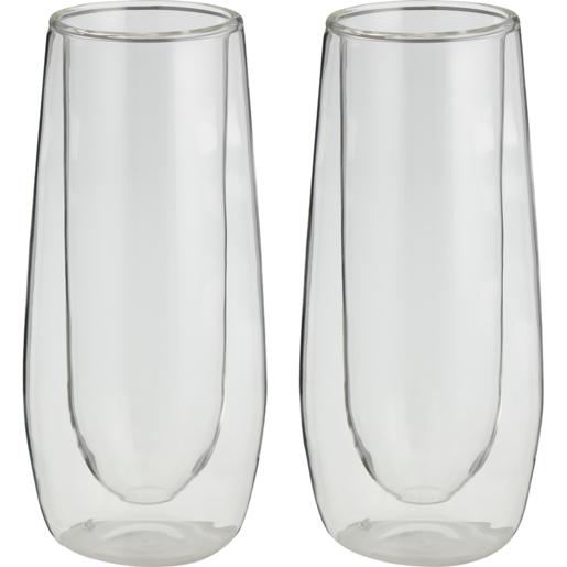 Home Discovery Double Wall Insulated Champagne Flute Glasses 2 Piece