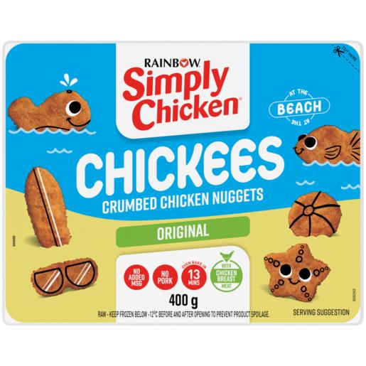 Rainbow Simply Chicken Frozen Chickees Beach Crumbed Chicken Nuggets 400g
