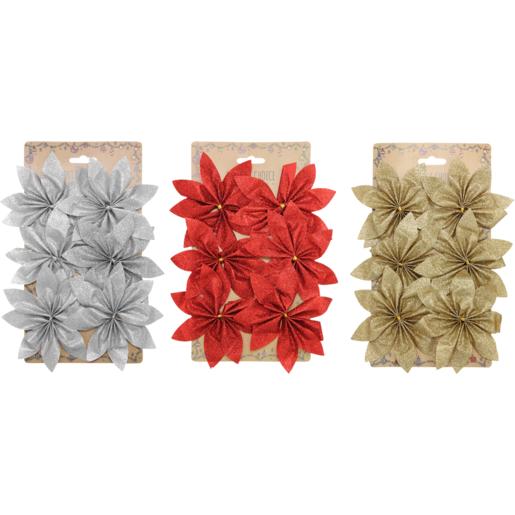 Santa’s Choice Flower Christmas Tree Decorations 6 Piece (Assorted Item – Supplied At Random)