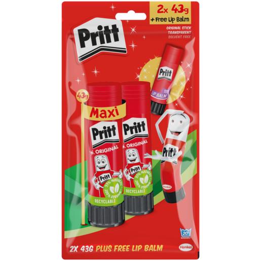 Pritt Glue Stick 43g x 2 Plus Free Pritt Lip Ice