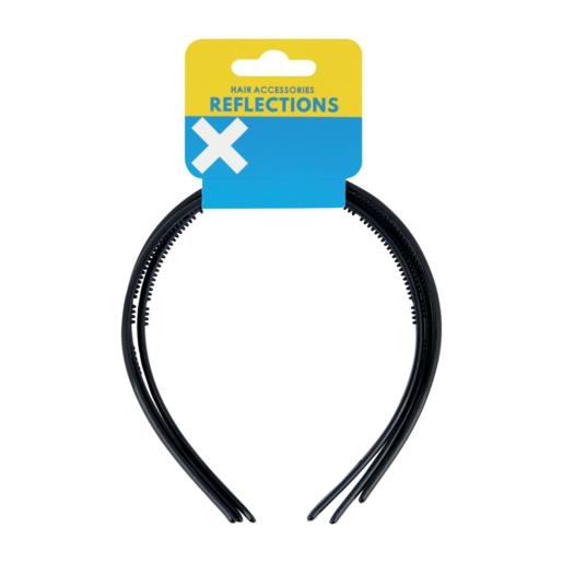 Reflections Black Thin Alice Band 3 Pack
