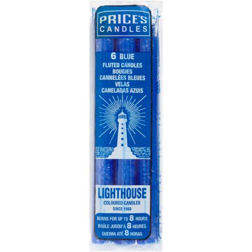 Price’s Candles Lighthouse Blue Fluted Candles 6 Pack