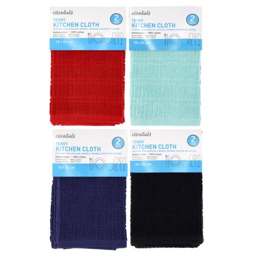 Essentials Terry Kitchen Cloth 2 Pack (Assorted Item – Supplied at Random)