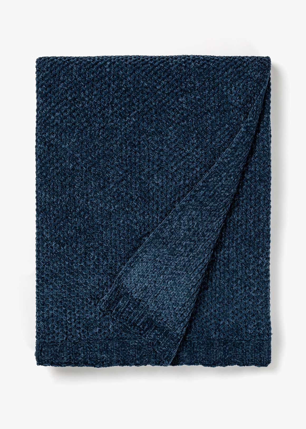 Rib Chenille Throw 140x180cm W23  INDIGO