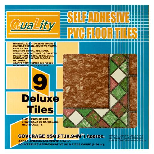 Quality Brown & Green Pattern Self Adhesive PVC Floor Tiles 9 Pack