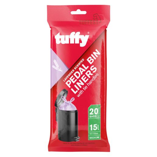 Tuffy 20 Pack Lavender Scented Pedal Bin Liners With Tie Handles 465mm x 515mm