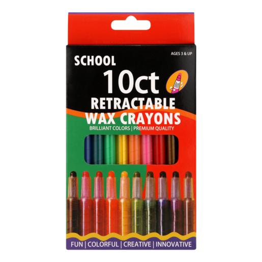 School Multicoloured Retractable Wax Crayon Set 10 Pack