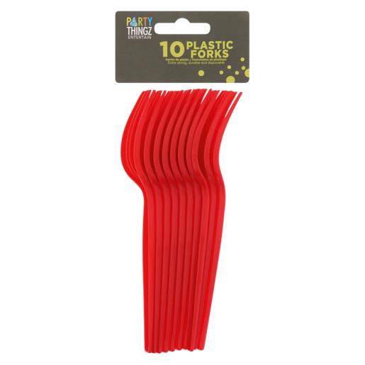 Party Thingz Red Cutlery Plastic Forks 10 Pack