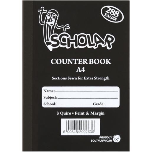 Scholar A4 Feint & Margin Hardcover Counter Book 288 Page