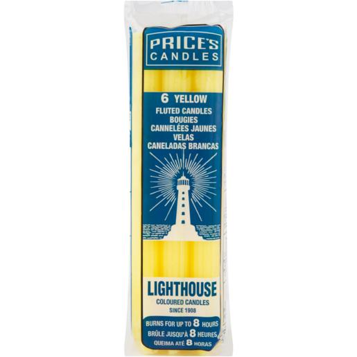 Price’s Candles Lighthouse Yellow Fluted Candles 6 Pack