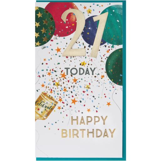 Second Nature Stars & Confetti 21st Happy Birthday Card