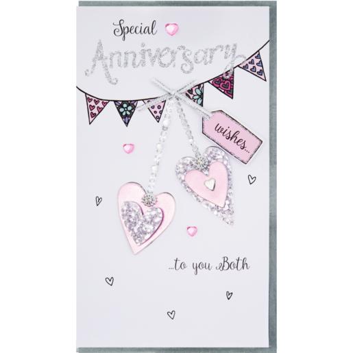 Second Nature Pink Hearts Themed Anniversary Card