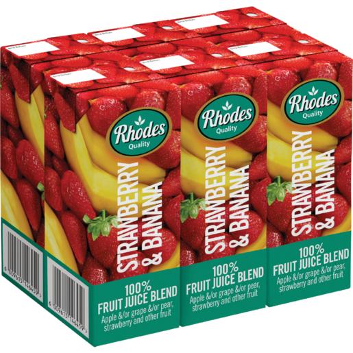 Rhodes 100% Strawberry & Banana Fruit Juice Blend Cartons 6 x 200ml