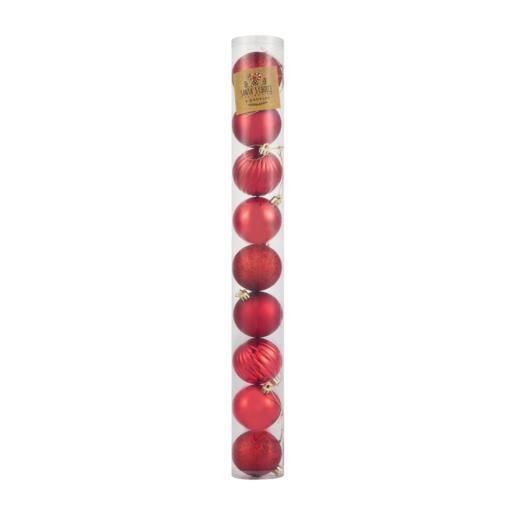 Santa’s Choice Red Christmas Baubles 9 Pack