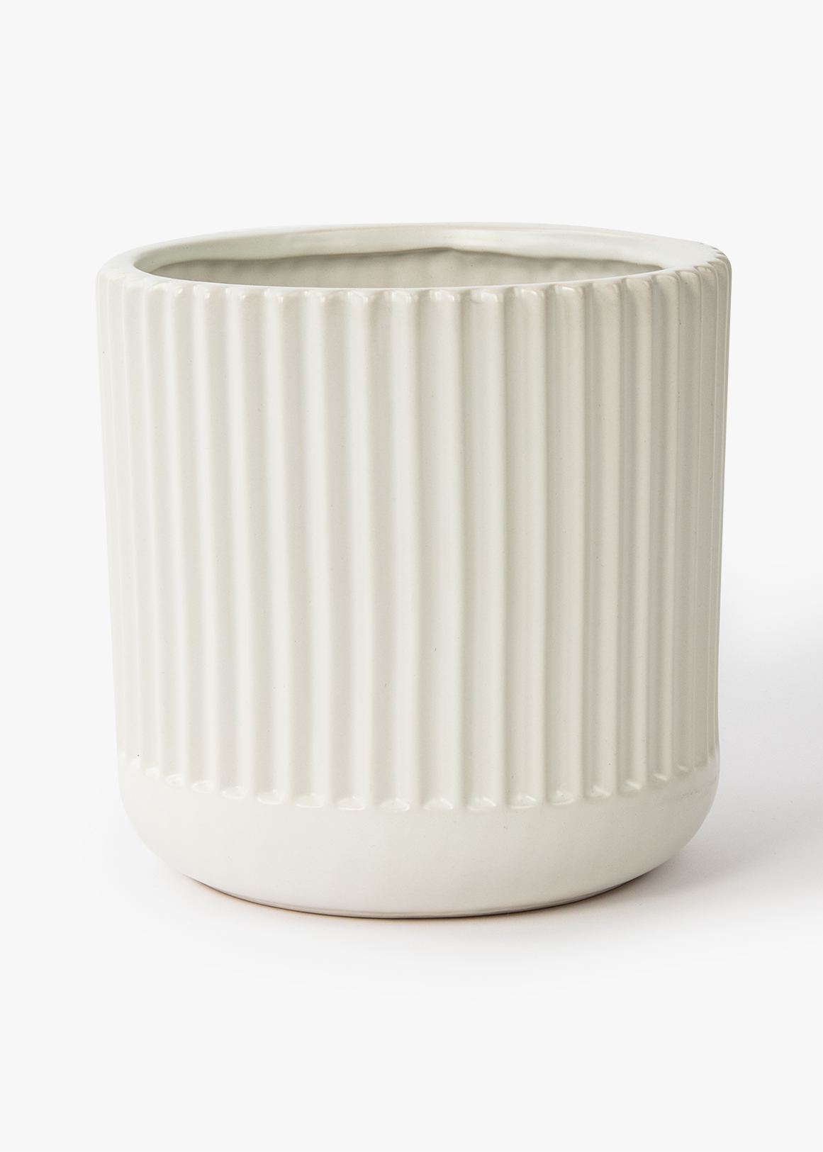 RIBBED CERAMIC PLANTER AW23 BLACK