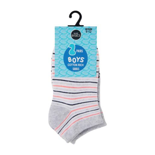 Bare Basics Medium Boys Cotton Rich Socks 2 Pack