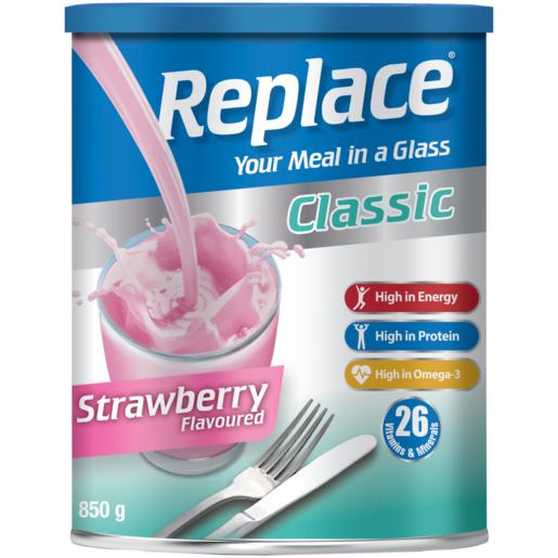 Replace Classic Strawberry Flavoured Nutritional Supplement Shake 850g