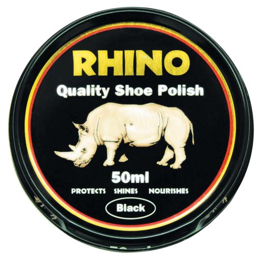 Rhino Black Shoe Polish 50ml