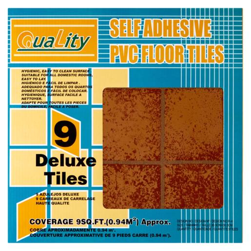 Quality Brown Pattern Self Adhesive PVC Floor Tiles 9 Pack
